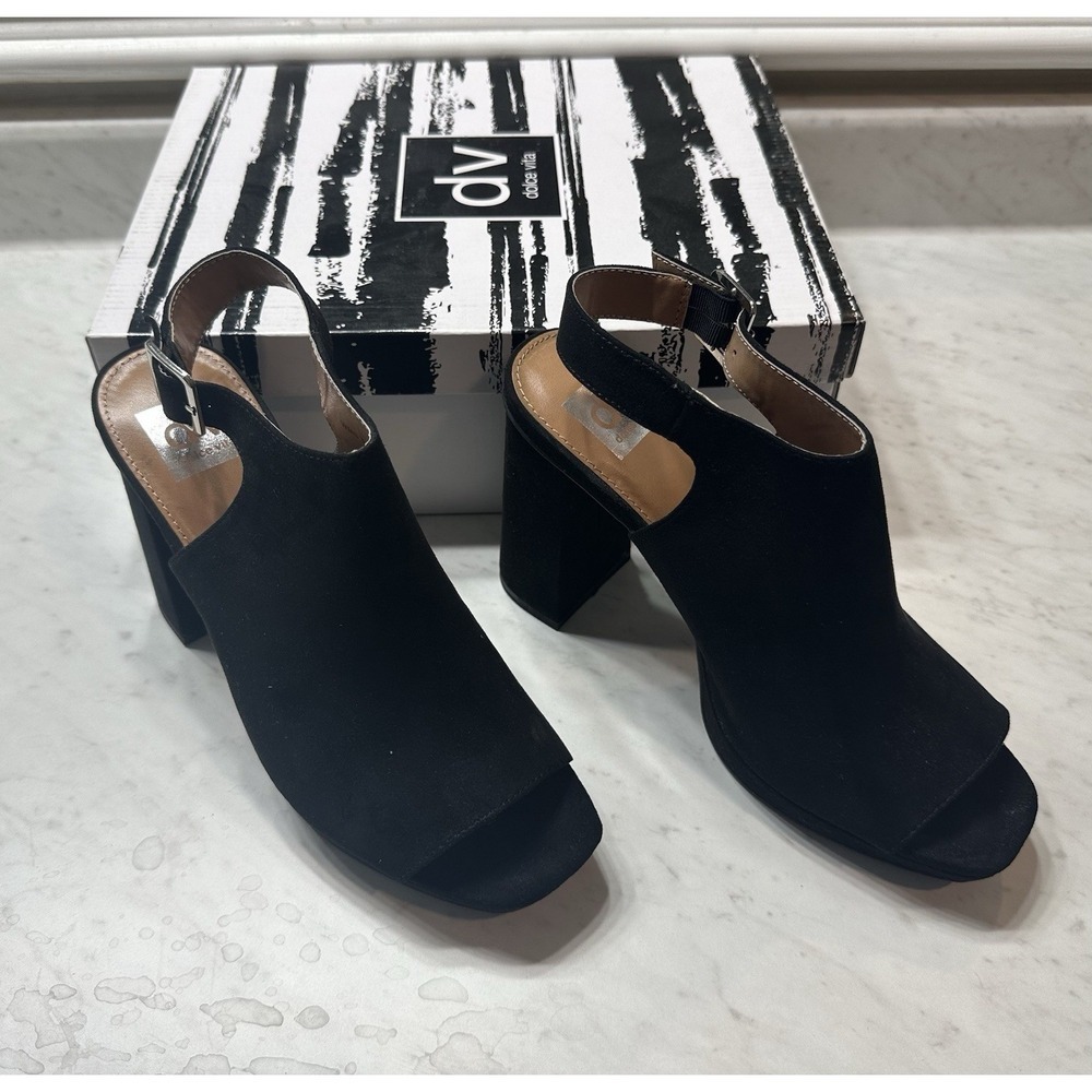 Dolce Vita Black Platform Block Heel Sandals Sz 9 Ankle Strap Open Toe Bootie